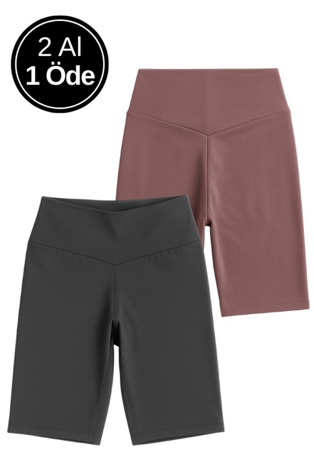 Women's 2-Pack Short Leggings Black - Pink High-Waist Shaping Stretchy Everyday and Sports Short Leggings