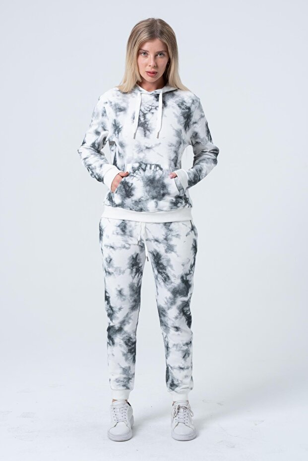 Kadın Batik Kapüşonlu Sweatshirt - 5