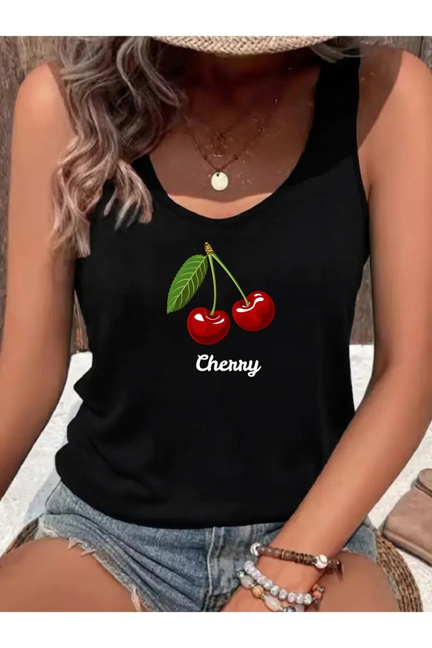 Printed Women's Hollow Neck T-Shirt