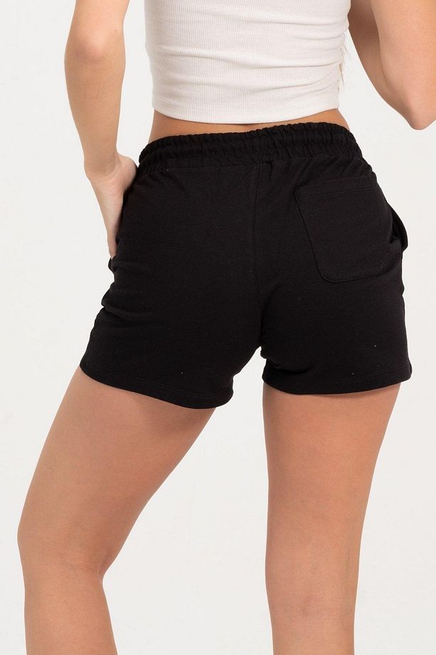 Kadın Siyah Şort Mini Spor Şort - 4