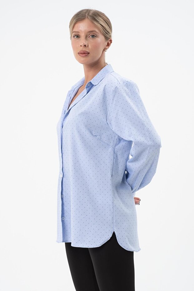 قميص نسائي منقوش بلون سادة - 3