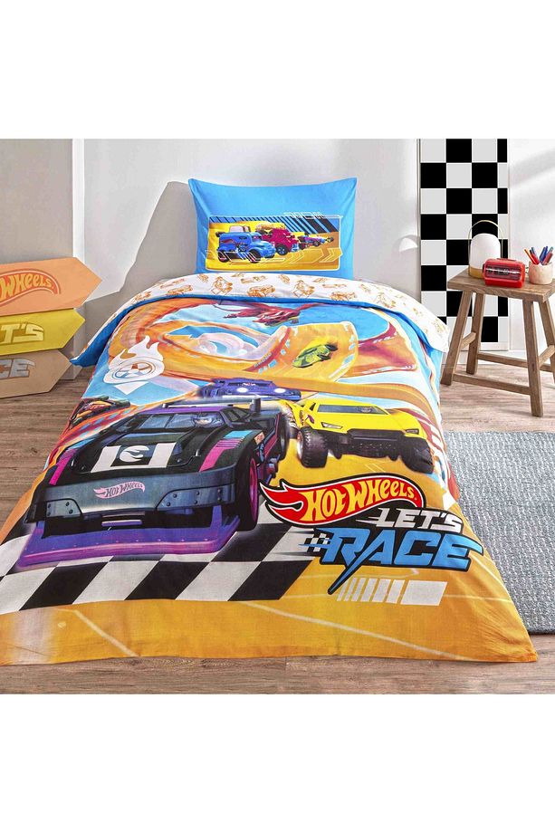 Lisanslı Hot Wheels Let' S Race Tek Kişilik Pamuk Nevresim Takımı - 1