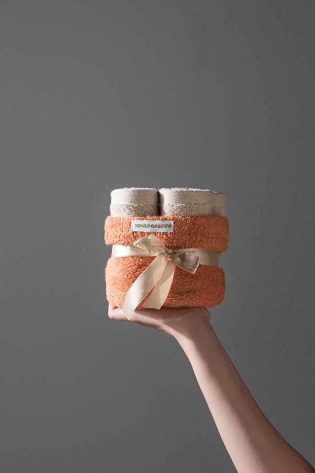 Carmine Bouquet Desert - Extra Soft, Special Design, Modern Gift with Basket / Guest Towel