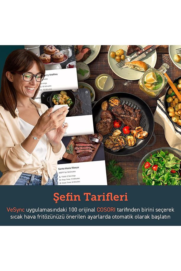 Wıfı Smart , Türkçe , Sıcak Hava Fritözü Xxl 5.5 Lt , 11 Programlı Smart Version - 8