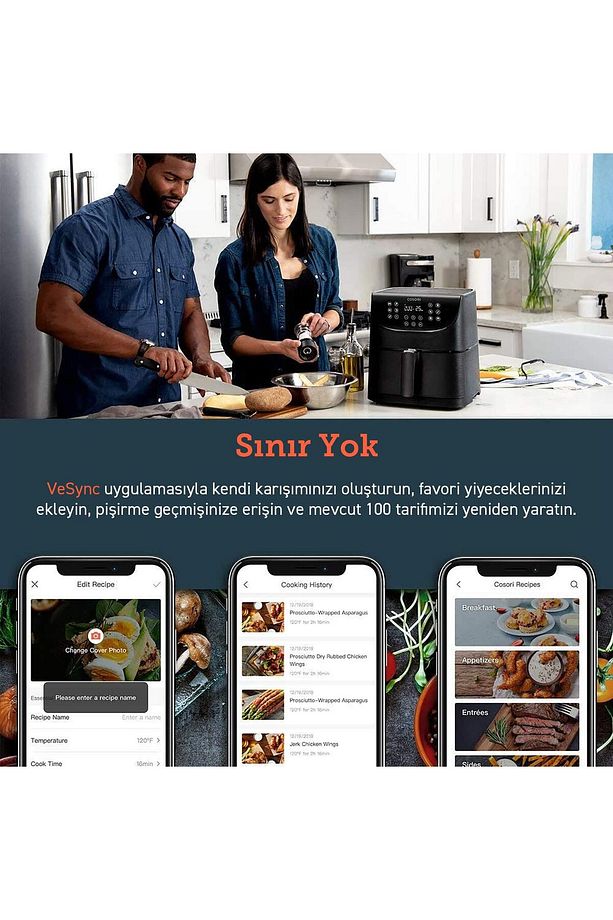 Wıfı Smart , Türkçe , Sıcak Hava Fritözü Xxl 5.5 Lt , 11 Programlı Smart Version - 3