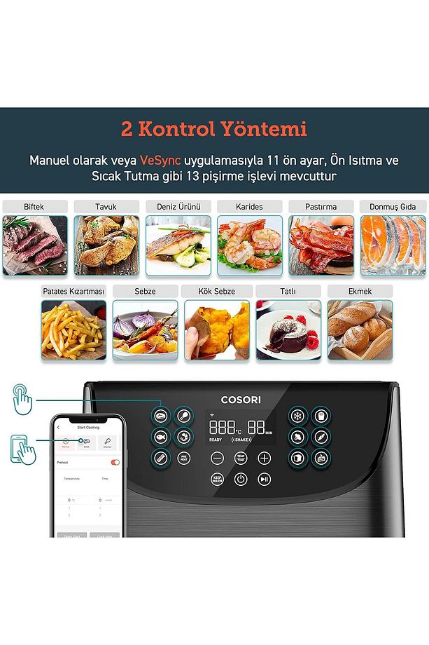 Cs158-af Akıllı Wifi Uygulama Kontrollü Sıcak Hava Fritözü 5.5 Litre Xxl - 6