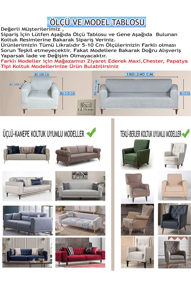 Desenli Kadife Kumaş 2 Adet Üçlü & Çekyat- 2 Adet Tekli Set Koltuk Kilifi - 5