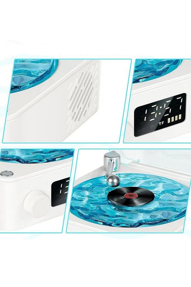 Plak Görünümlü Bluetooth Hoparlör 3D Ses Dalgası Retro Müzik Plak Gece Lambası - 8