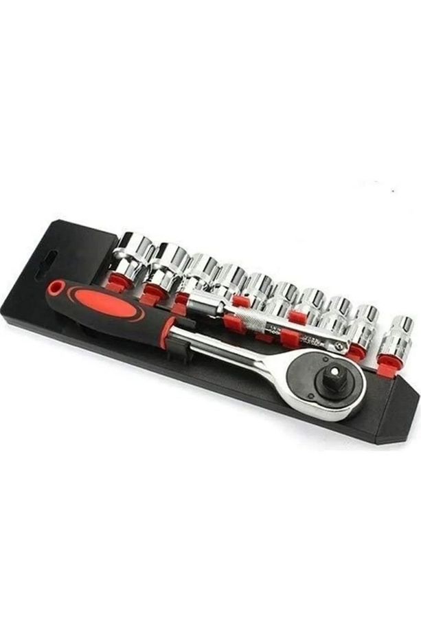 Çok Kullanışlı Pratik 12 Parça 1/4 Lokma Seti Standlı Cırcır Set Kaliteli Lokma Anahtar Takımı - 2