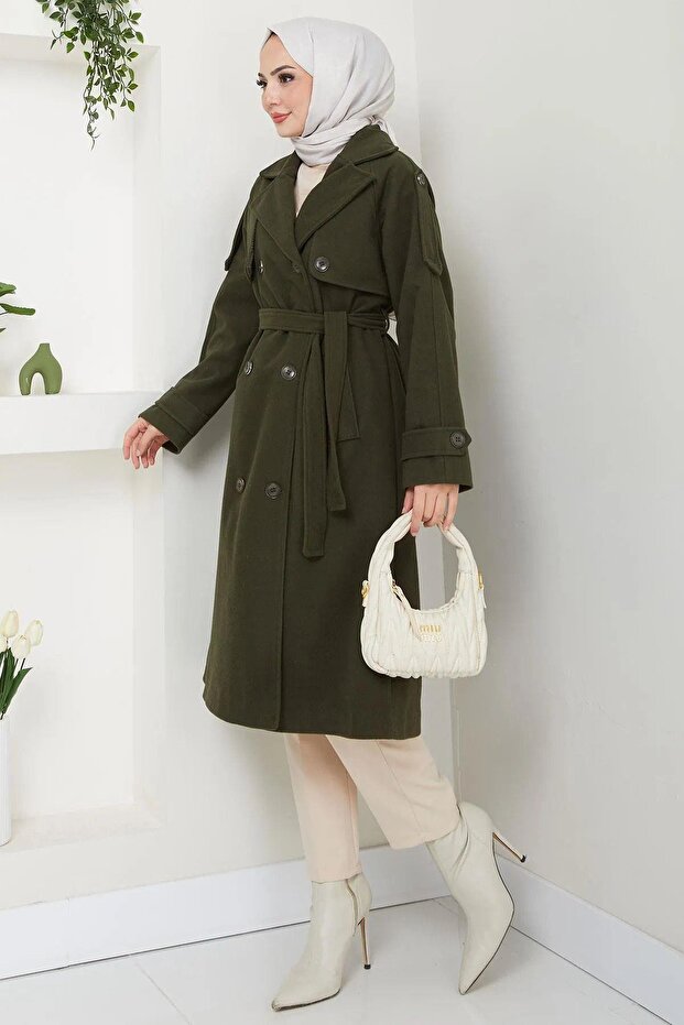 معطف زجاجي مزين بأزرار - 5