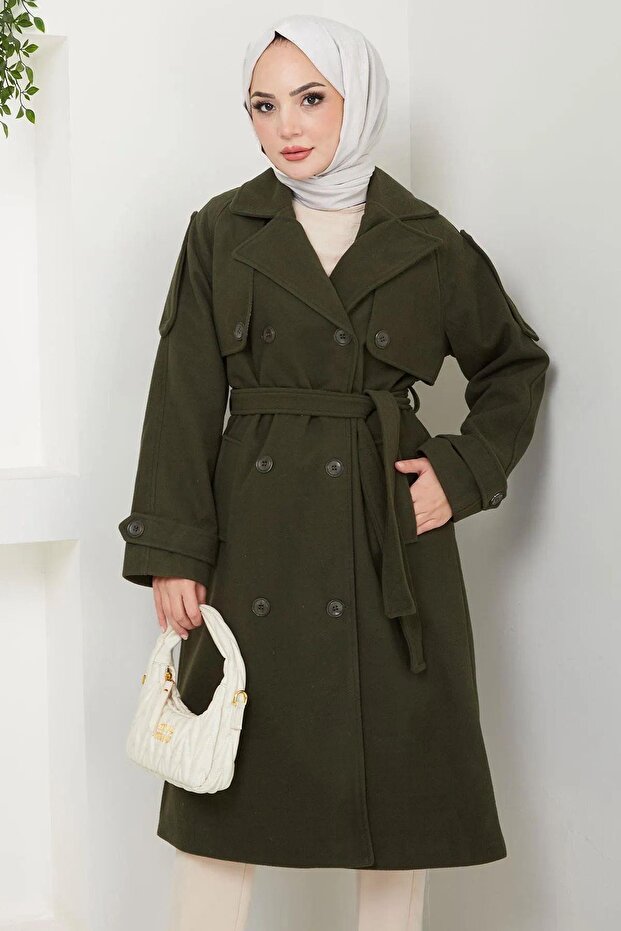 معطف زجاجي مزين بأزرار - 8