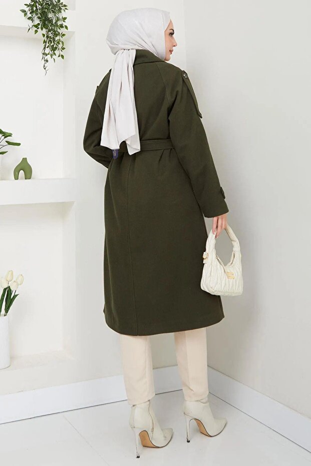 معطف زجاجي مزين بأزرار - 7