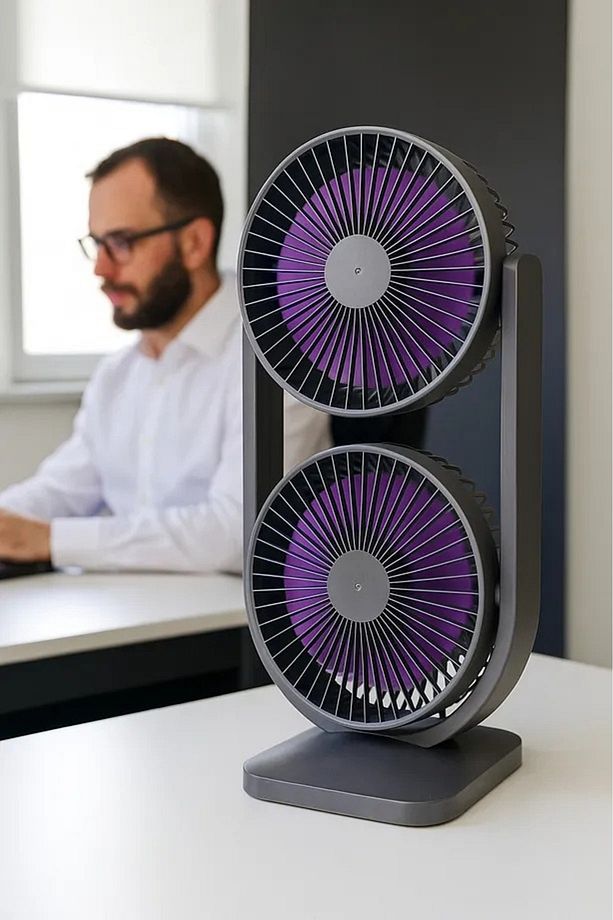 Mini Fan | Taşınabilir Çift Başlıklı Sessiz Vantilatör | Type-C Girişli, 3 Kademel - 5