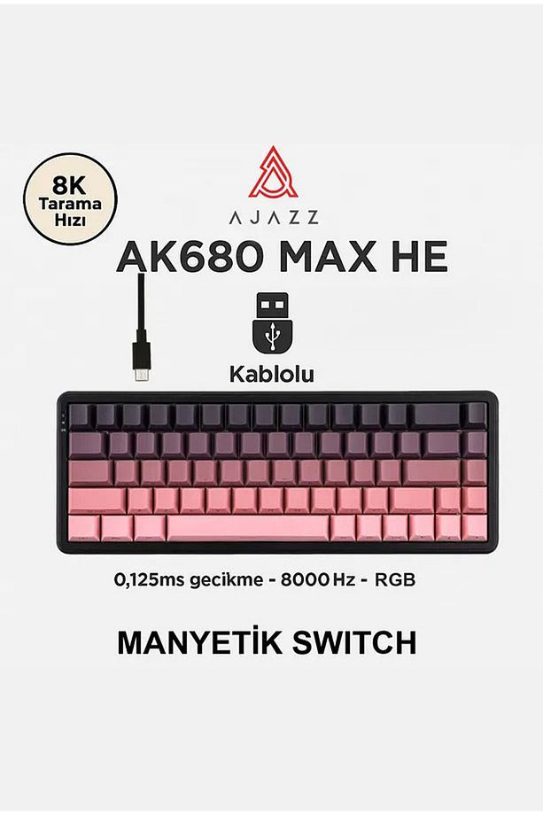 AK680 Max Rapid Trigger Manyetik Switch Mekanik Kablolu Klavye RGB 0.125 MS Ultra Düşük Gecikme - 1
