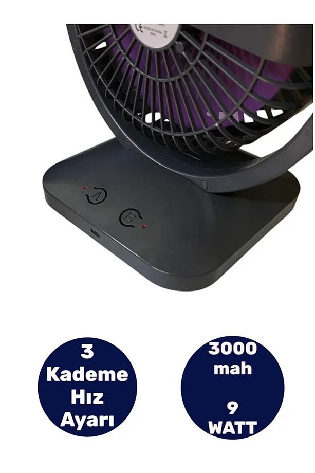 Mini Fan | Taşınabilir Çift Başlıklı Sessiz Vantilatör | Type-C Girişli, 3 Kademel - 2