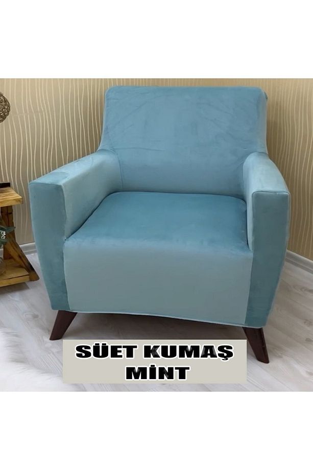Süet Detaylı Angora Kumaş 2 Adet Üçlü & Çekyat- 2 Adet Tekli Set Koltuk Kılıfı - 4