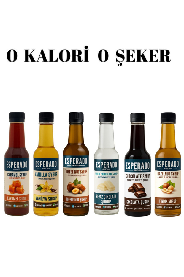Şekersiz Sugar Free 6 Lı Ekonomik Kahve Şurubu Seti 250 ml X 6 Adet - 1