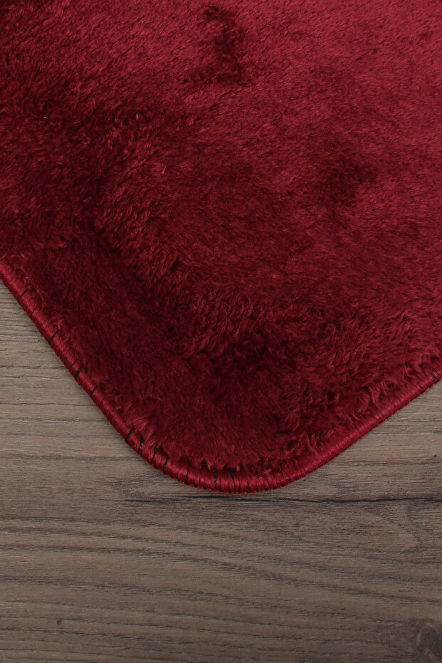 Lunasoft Red Modern Design Non-Slip Base Soft Machine Washable Bath Mat Set of 2 - 4