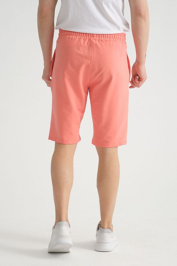 Minimal Logolu Pamuklu Regular Kalıp Açık Pembe Erkek Şort - 6