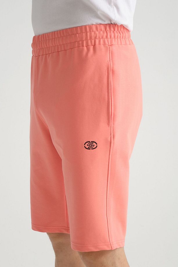 Minimal Logolu Pamuklu Regular Kalıp Açık Pembe Erkek Şort - 8