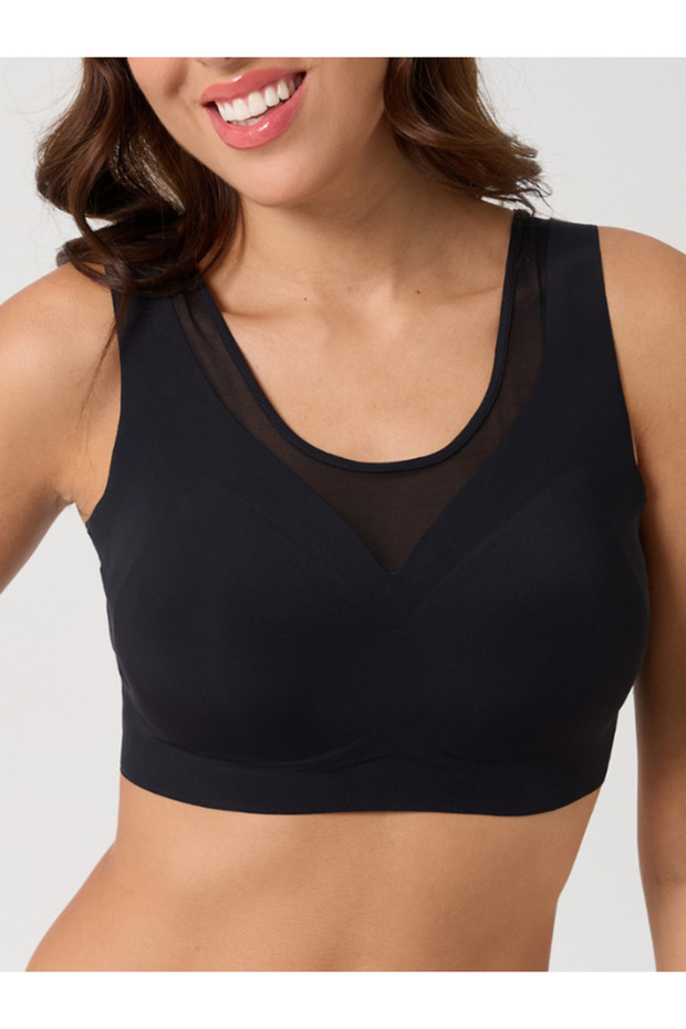 Tulle Detailed Laser Cut, Non-Marking, Invisible Push up Bra with Removable Padding Fk
