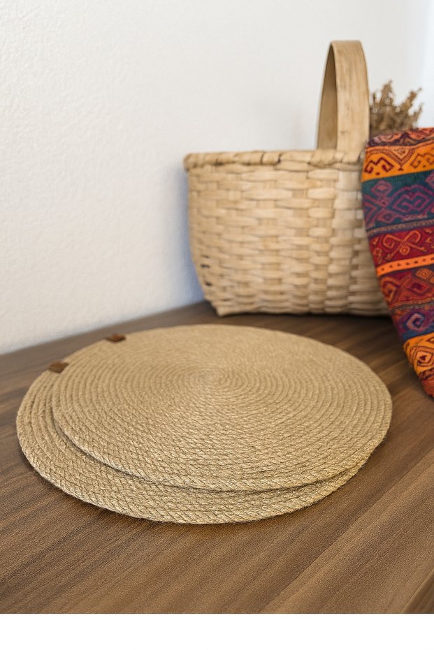 100% Straw 2 Pieces 32 cm Jute Rope Supla / American Service / Sewn