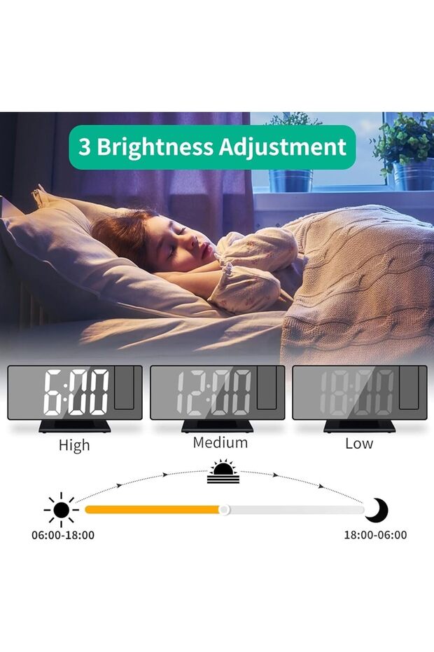 ساعة منبه رقمية مع إسقاط | ساعة إسقاط متعددة الأغراض بشاشة LED مقاس ٨ بوصات | ساعة صامتة - 5