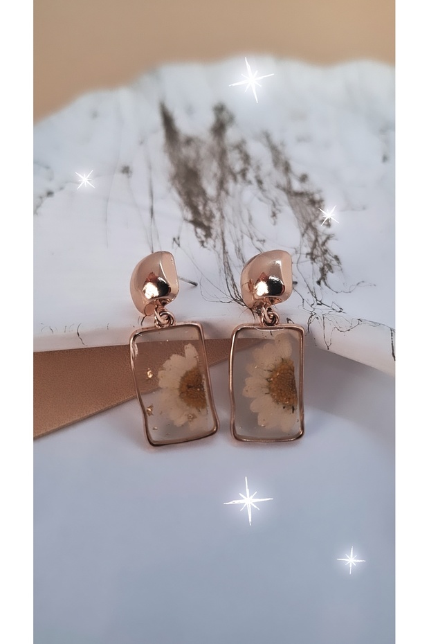 أقراط إيبوكسي على شكل زهرة الأقحوان - 3