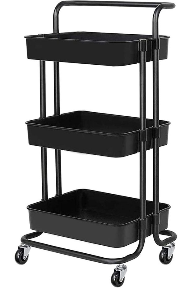 3-Tier Rolling Carts with Wheels Storage Cart Makeup Cart with Roller Wheels Mobile Storage Organize