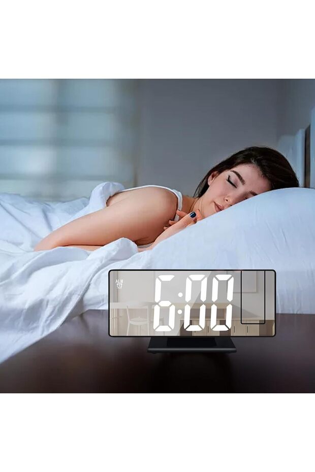 ساعة منبه رقمية مع إسقاط | ساعة إسقاط متعددة الأغراض بشاشة LED مقاس ٨ بوصات | ساعة صامتة - 3