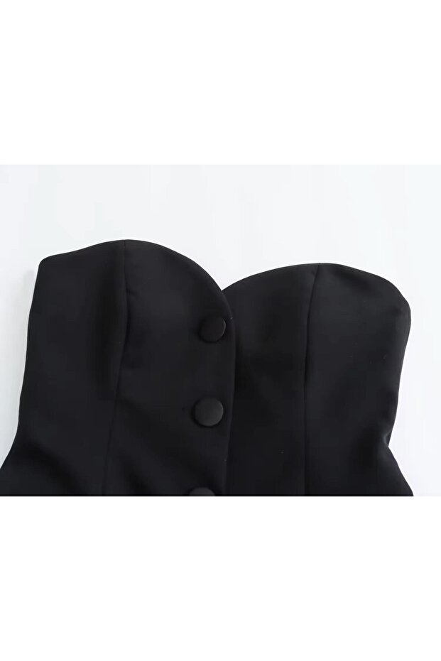 Şort Etek Yelekli Takım - Siyah - 7