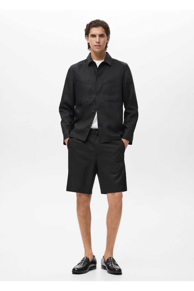 Keten karışımlı elastik bel bermudalar - 2