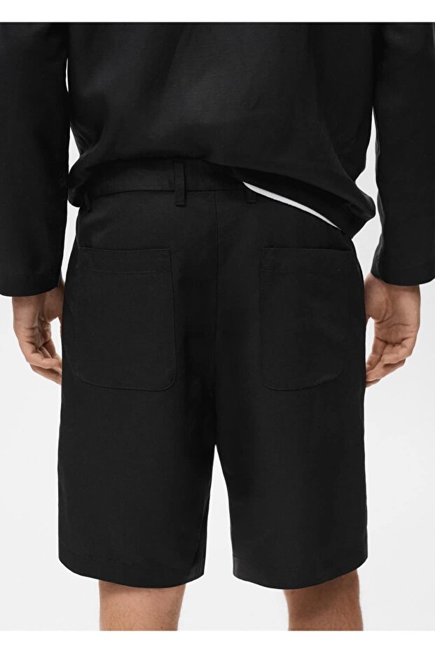 Keten karışımlı elastik bel bermudalar - 5