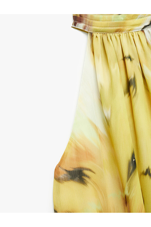 Patterned Halter Neck Chiffon Blouse - 5