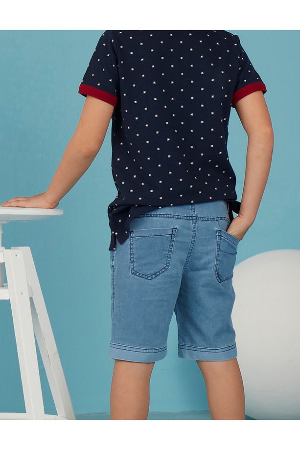 Açık Mavi Yıkamalı Erkek Çocuk Denim Şort - 2