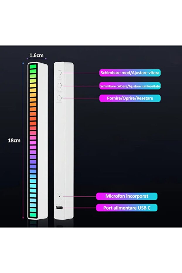 Rgb Led Bar, , Music Sync, Rhythm Lights, Sound Sensor, 32 LEDs - 6