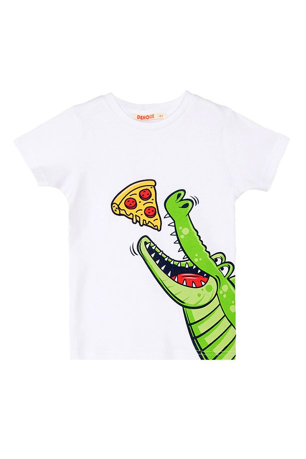 Pizza Timsah Erkek Çocuk T-shirt Kapri Şort Takım - 5
