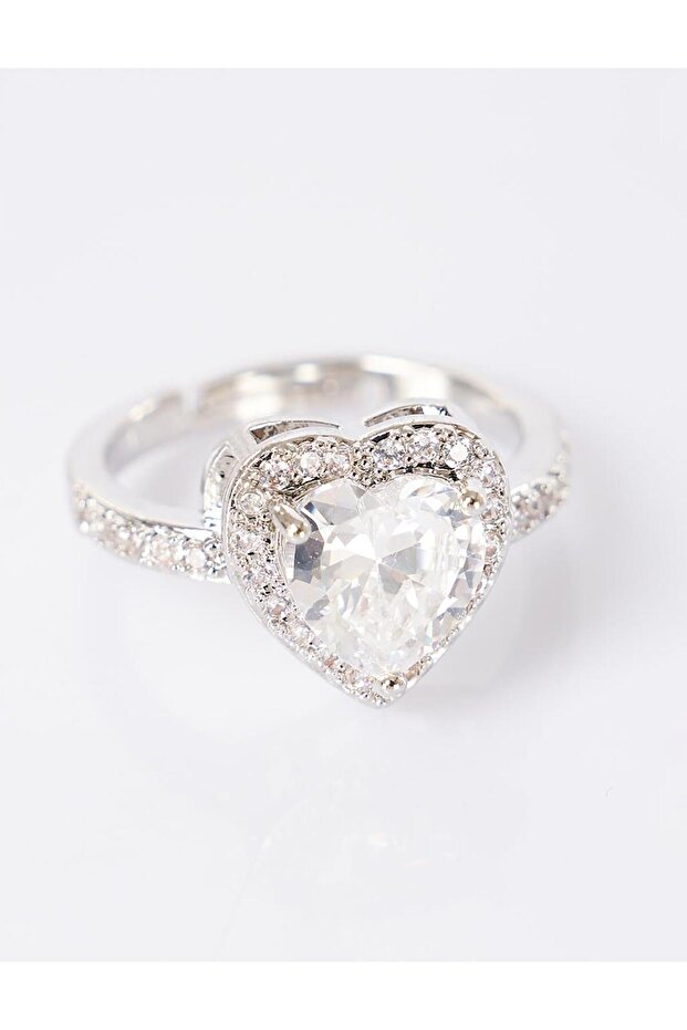 خاتم على شكل قلب من الفضة - 1