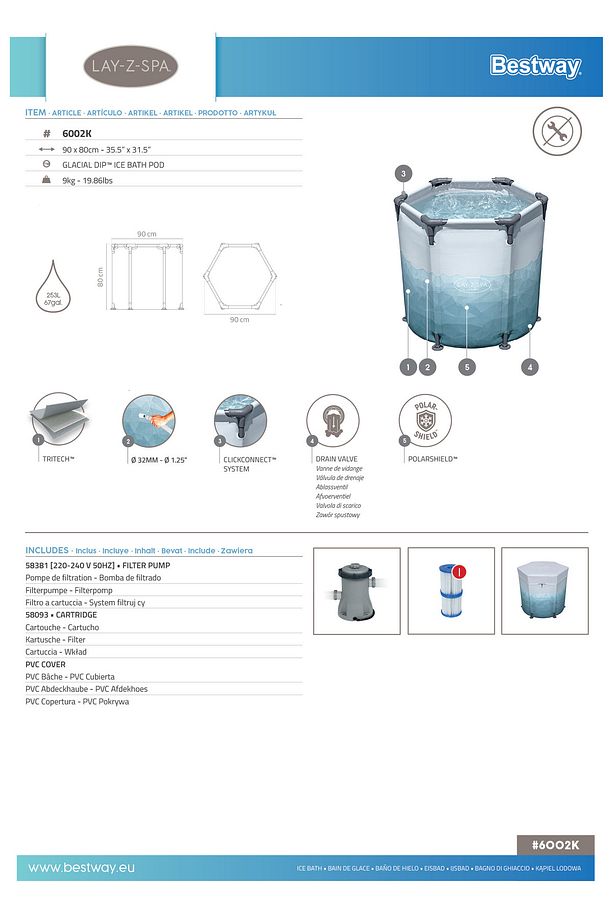 Lay-Z-Spa® Glacial Dip™ 6002K Soğuk Terapi Buz Banyosu Küveti, Tek Kişilik - 5