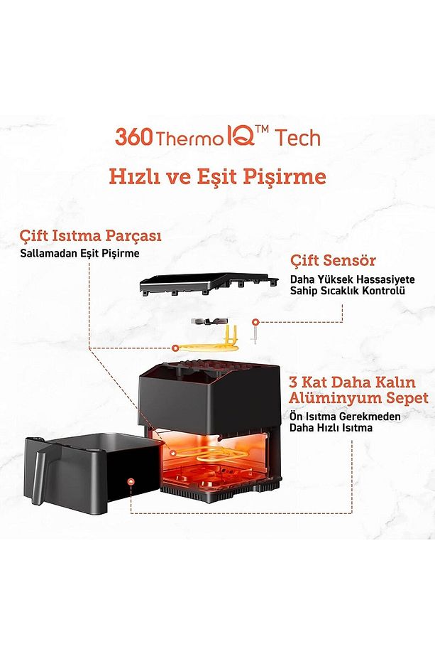 Dual Blaze Ikili Isıtma 6,4 Lt 1750 W Wifi Uygulama Destekli Dokunmatik Yağsız Airfryer - 3