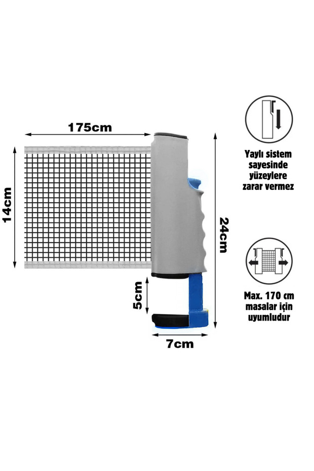 Table Tennis Net Racquet Ball Set 6 Ping Pong Net with Automatic Tensioning Mechanism Compatible with All Tables - 4