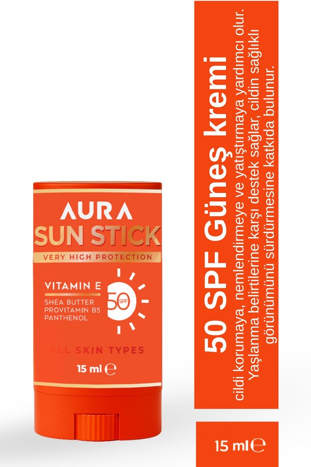 Aura High Protection Water Resistant Suitable for All Age Groups Spf 50+ Stick Sunscreen 15 ml