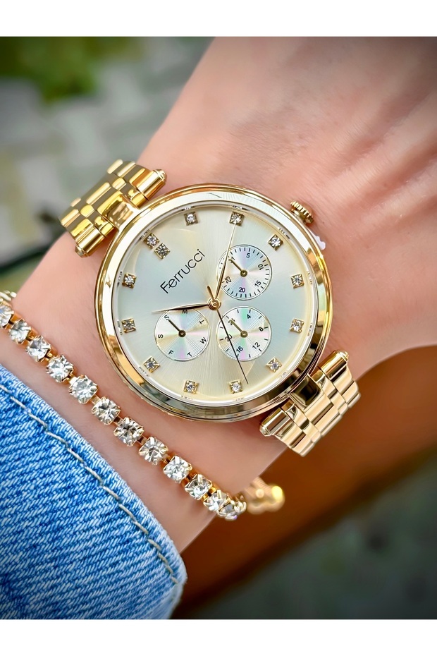 Women's Wristwatch 2 Years Warranty Waterproof Steel Cord Gold Color Watch Original Product