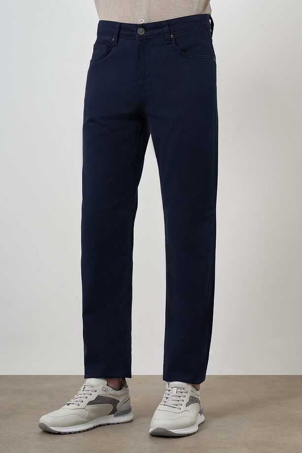 Erkek Lacivert Pamuk 5 Cep Dynamic Fit Jean Kot Pantolon - 3