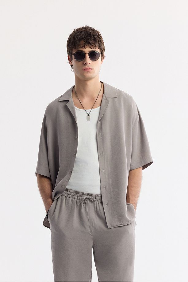 Erkek Nardo Gri Relaxed Fit Beli Lastikli Bağcıklı Modal Karışımlı Soft Touch Şort A51y3703 - 6