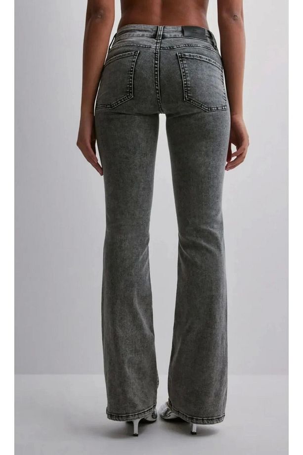 Düşük Bel Gri Bootcut Cep Kot Pantolon - 2