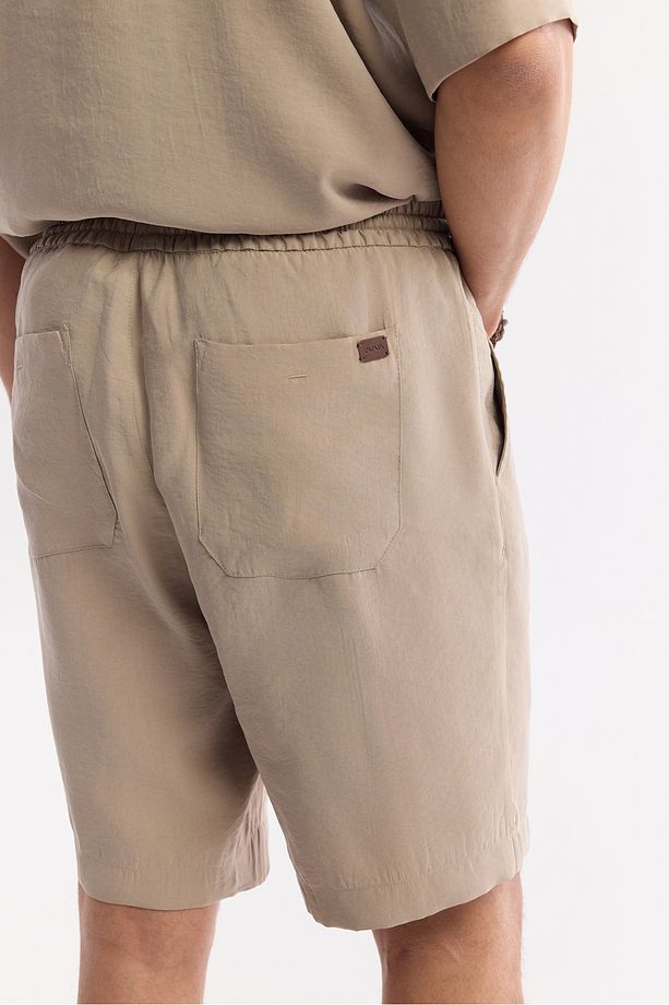 Erkek Bej Relaxed Fit Beli Lastikli Bağcıklı Modal Karışımlı Soft Touch Şort A51y3703 - 5