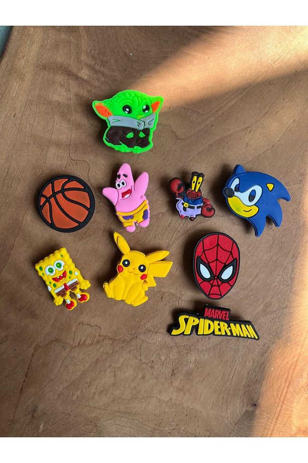 Jibbitz Terlik Süsü 9 Lu Set Spiderman,Sünger Bob,Patrick,Sonic,Bay Yengeç - 2