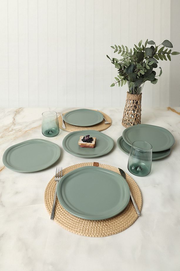 Mat Yeşil Bloom Pasta Tabağı 24 Cm 6 Adet 322 - 5