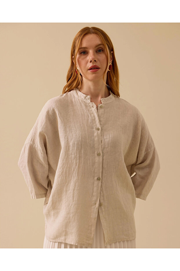 Hakim Yaka Düğmeli Gömlek - 2